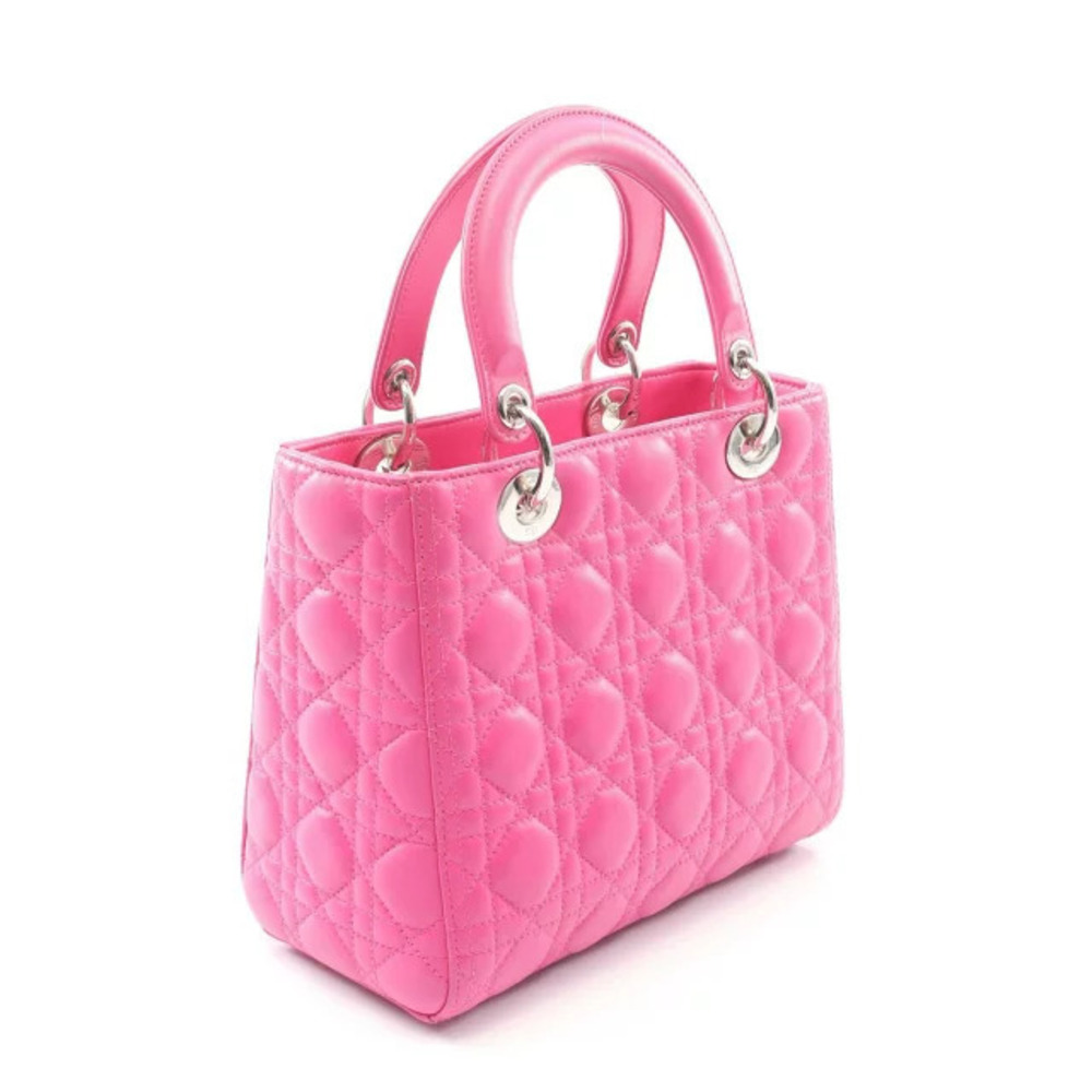Dior LADY Cannage Bag Leather Handbag Pink